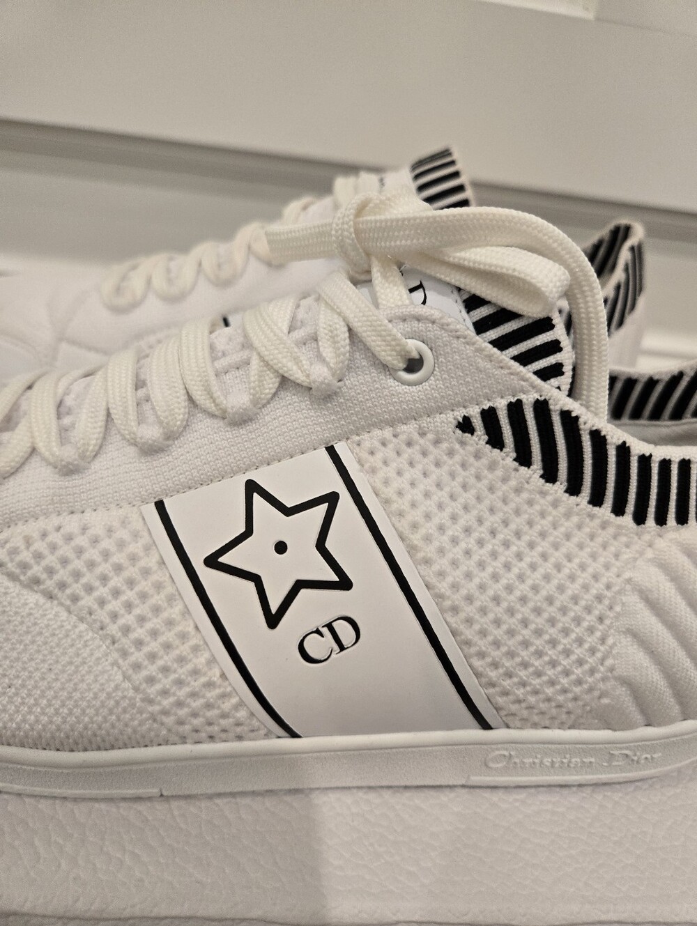 $990 Dior Star Low Top Knit Sneakers EU 41 US 11 White AUTHENTIC NIB - Picture 6 of 13